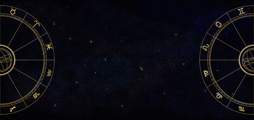 ホロスコープ- Horoscope and starry sky,Astrology Background -
