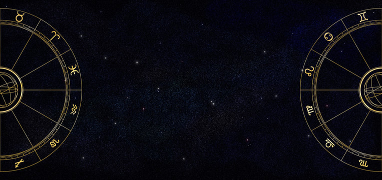 ホロスコープ- Horoscope and starry sky,Astrology Background -