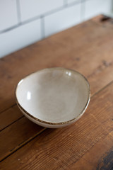 Vintage Rustic Plate on wooden Background. Minimalist Style. Template for Poster Banner Cooking Baking Workshop Course. Easter Christmas Concept