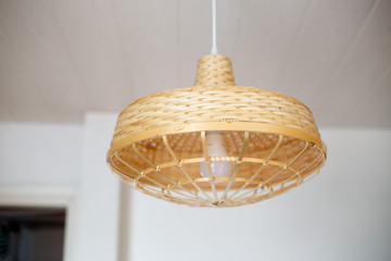 Natural coloured woven Bamboo pendant lamp