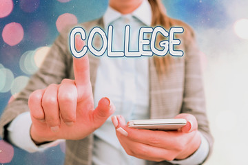 Handwriting text writing College. Conceptual photo educational institution or establishment...