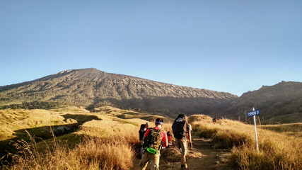 hiking in the mountains