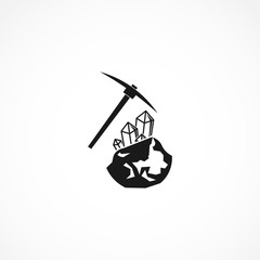 Mining Hammer icon. gem mining icon on white background for web and mobile