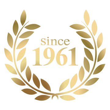 Year 1961 gold laurel wreath vector isolated on a white background 