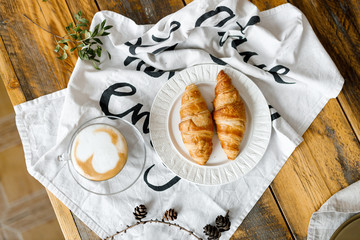 gourmet, table, menu, romantic, morning, closeup, white, bed and breakfast, powdered sugar, powdered, cuisine, homemade, natural, fresh, coffee, bake, pastry, meal, food, yummy, organic, eat, croissan