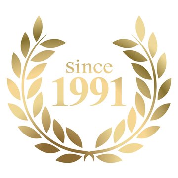 Year 1991 gold laurel wreath vector isolated on a white background 