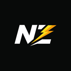 Initial Letter NZ with Lightning
