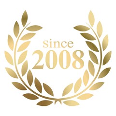 Year 2008 gold laurel wreath vector isolated on a white background 