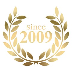 Year 2009 gold laurel wreath vector isolated on a white background  - obrazy, fototapety, plakaty