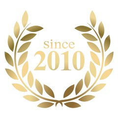 Year 2010 gold laurel wreath vector isolated on a white background  - obrazy, fototapety, plakaty