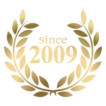Year 2009 gold laurel wreath vector isolated on a white background 