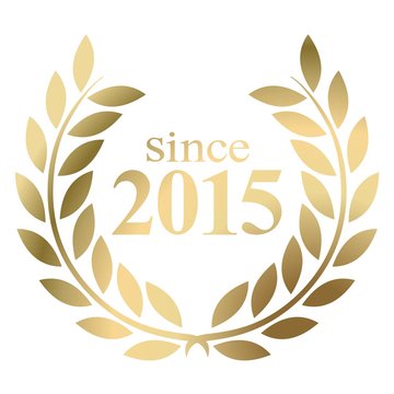 Year 2015 gold laurel wreath vector isolated on a white background 