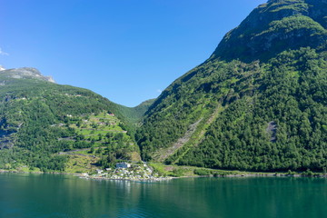 Naklejka na ściany i meble Cruise in Geiranger fjord in Norway