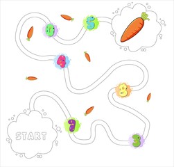kids puzzle game find the right way with fruits