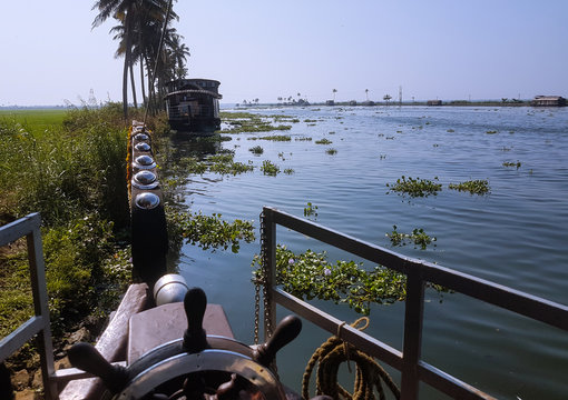 View from houseboat in Alleppey backwaters  kerala india