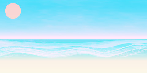 Fototapeta na wymiar Summer beach vector illustration. Ocean and sand. Beautiful summer backdrop. 