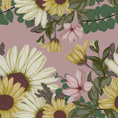 Beautiful seamless floral pattern background.
