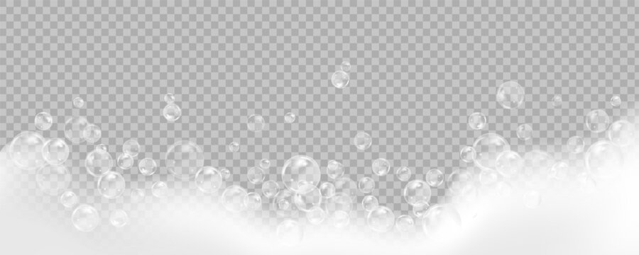 Flying rainbow transparent soap bubbles on  blue background.Reaistic colored balls.Vector texture.