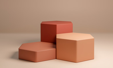 Abstract geometric shape with minimal style and pastel color.Use for cosmetic or products presentations.3d rendering and illustration.