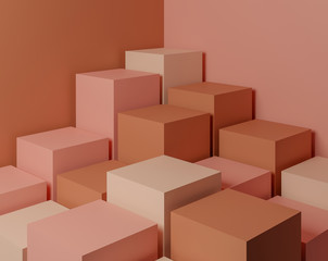 Obraz premium Abstract geometric shape with minimal style and pastel color.Use for cosmetic or products presentations.3d rendering and illustration.