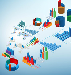 Various charts and graphs - 3d rendering
