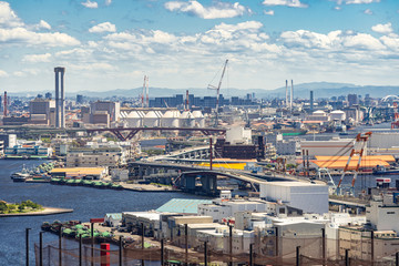 Obraz premium Aerial view industrial Kobe