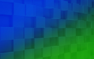 3D squares abstract background. Realistic wall of cubes. Three-dimensional render illustration.