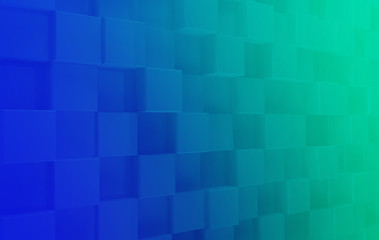 3D squares abstract background. Realistic wall of cubes. Three-dimensional render illustration.