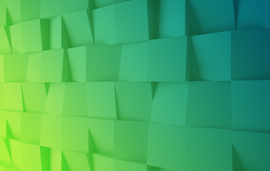 3D squares abstract background. Realistic wall of cubes. Three-dimensional render illustration.