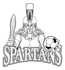 A Spartan or Trojan female gladiator warrior woman soccer football sports mascot
