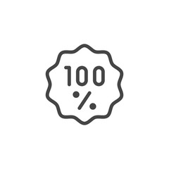 Icon one hundred percent line label. Top buyers choice, quality assurance, natural product, organic food. Ad sign for services, online stores and mobile apps. Vector isolated