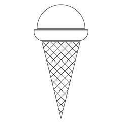 Fototapeta na wymiar Black and white vector image, icon or picture of waffle ice cream on white background