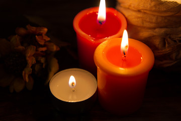 red candles on a dark background