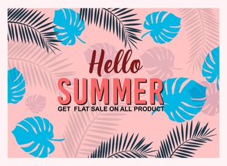 Fototapeta na wymiar Hot Summer Sale banner and Design for social media poster, email, newsletter, ad, leaflet, placard, brochure, flyer, web sticker
