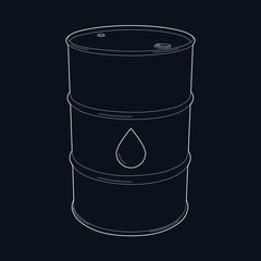 Black and white illustration of oil barrel
