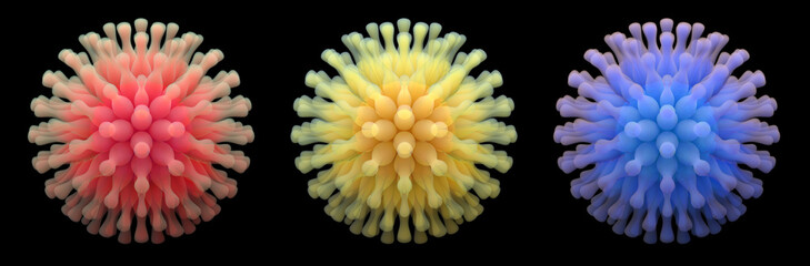 3d red yellow blue transparent bacterial virus cells © Prime