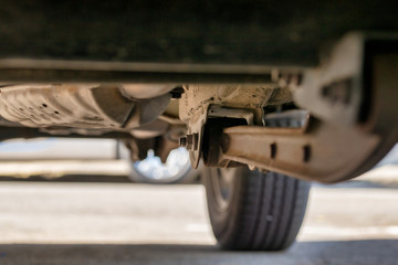 Fototapeta na wymiar detail of suspension under a car