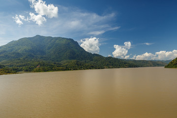 mekong river in Laos. border of the Sainyabuli Province and Luang Prabang Province