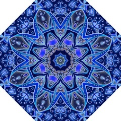 Octagonal pattern for a female umbrella with a flower mandala in blue, cobalt, lilac colors. Packaging design, unusual invitation card, floor carpet, ceramic tiles.