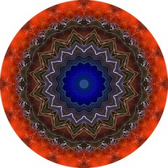 Decorative plate with bright abstract ornament. Round rug.