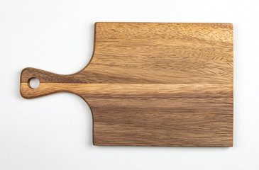 Top view Wooden tray. Wooden board isolate on white background.