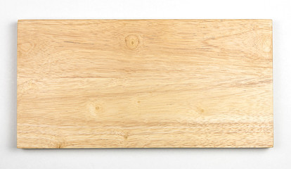 Top view Wooden tray. Wooden board isolate on white background.