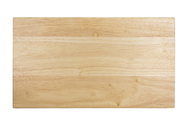 Top view Wooden tray. Wooden board isolate on white background.