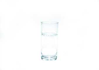 Fresh healthy water in glass on white background.