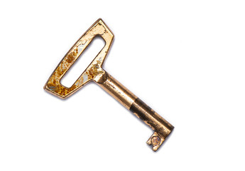Furniture key old, vintage, rusty isolated on white background