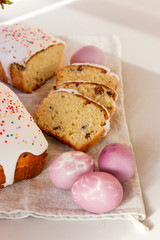 Easter cake and painted eggs