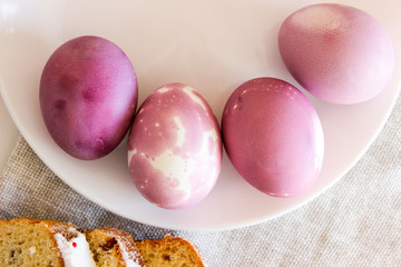 Easter cake and painted eggs