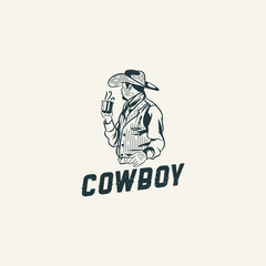 Cowboy portrait logo design Premium Vector