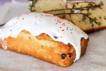 Easter cake and painted eggs