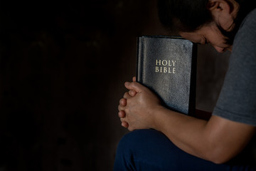 Woman praying in the morning.